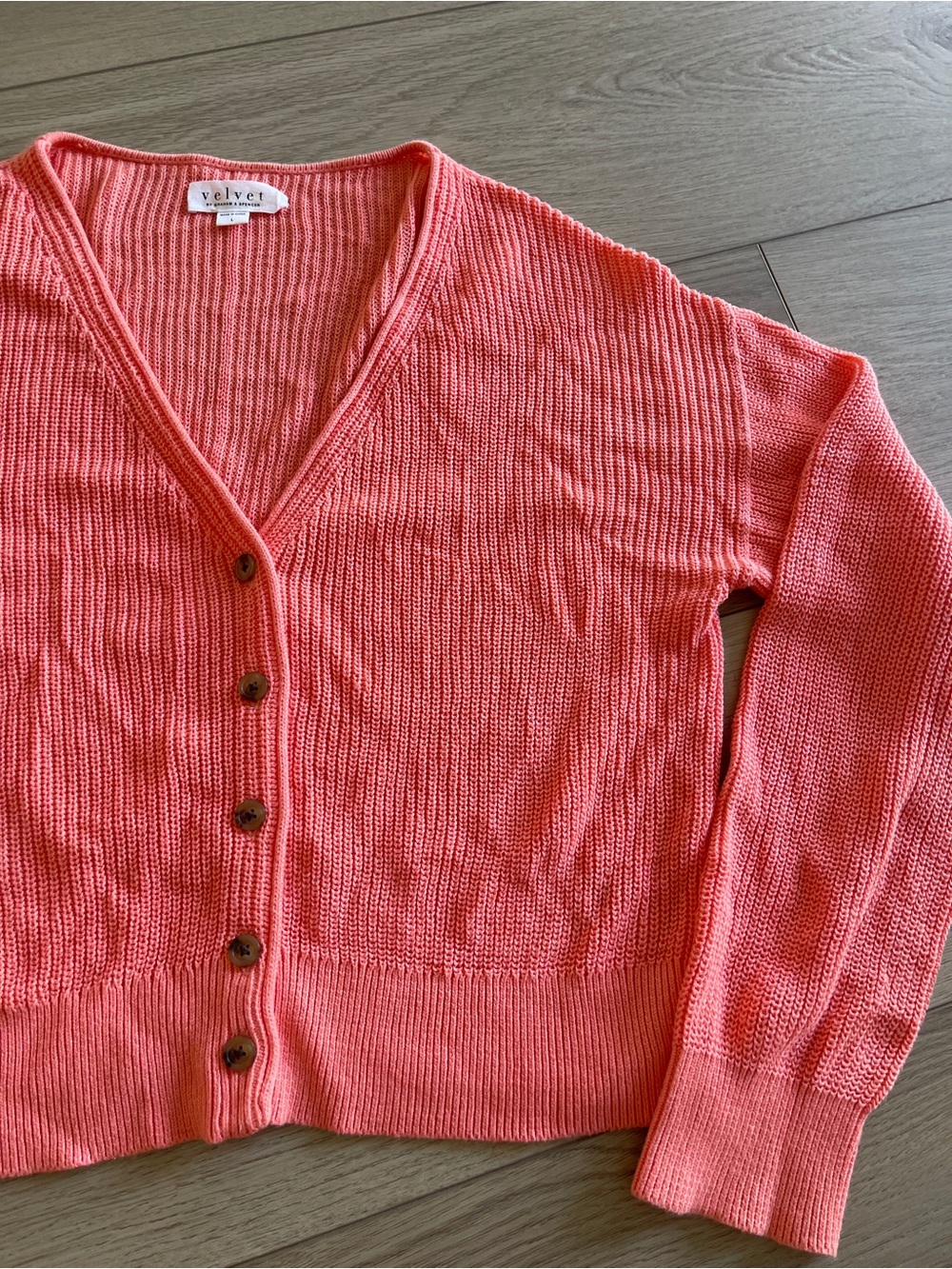 Velvet by Graham & Spencer Coral V-Neck Button Cardigan